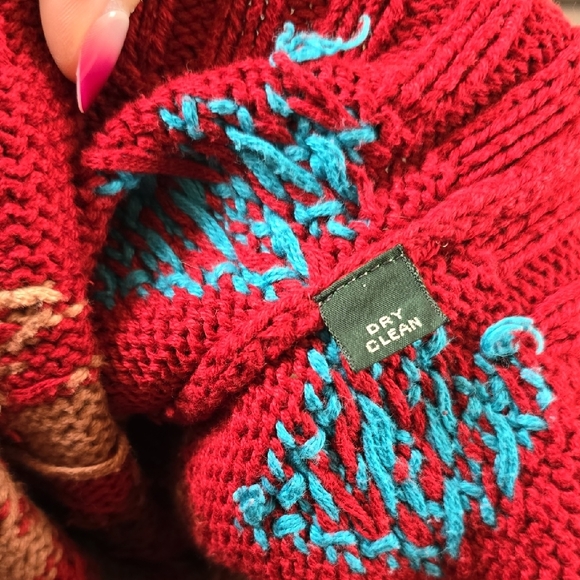 Rare VTG Polo Country Ralph Lauren Red Hand Knit Southwestern Crewneck Sweater - Picture 7 of 7